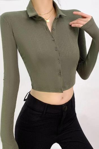 pure color stretch 6 color single breasted knitted crop sweater size run small