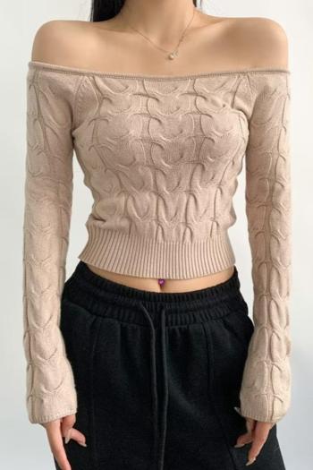 exquisite stretch solid color off-shoulder slim knitted sweater size run small