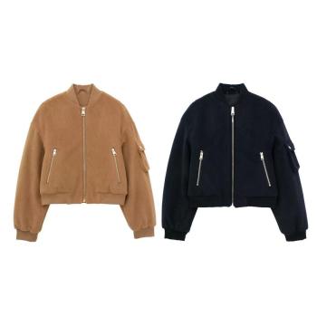 casual solid color non-stretch zip-up stand collar warm jacket size run small
