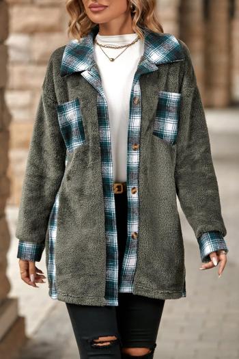 casual plus size slight stretch lattice teddy fleece stitching all-match jacket