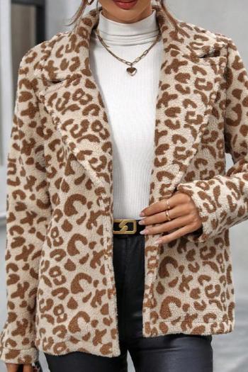 casual non-stretch leopard print loose teddy fleece all-match warm jacket