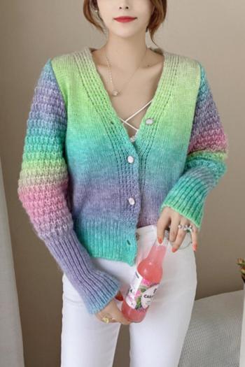 stylish slight stretch gradient color knitted sweater(size run small)