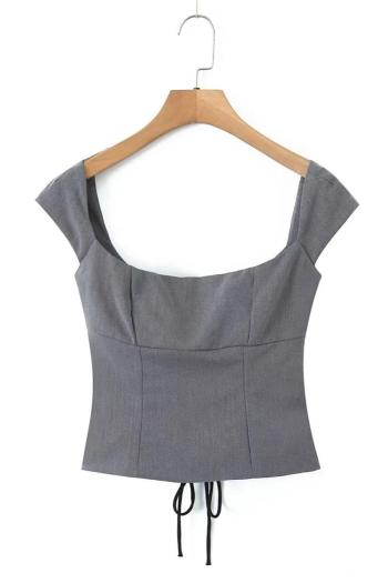 exquisite non-stretch low-cut backless lace-up crop vest(size run small)