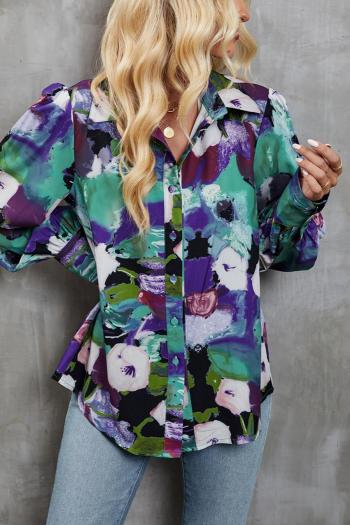 Casual non-stretch printing single-breasted loose blouses