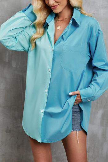 Casual non-stretch contrast color loose single-breasted blouses
