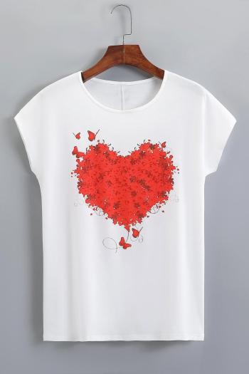 stylish slight stretch heart graphic fixed printing all-match t-shirt