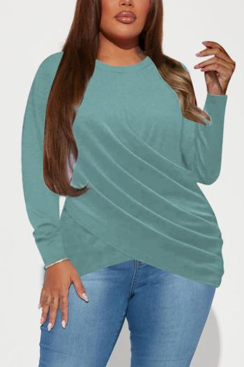 casual plus size slight stretch 3 colors long sleeve ruched all-match top