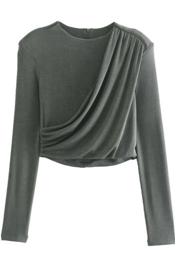 exquisite slight stretch zip-up pleated shoulder padded t-shirt size run small
