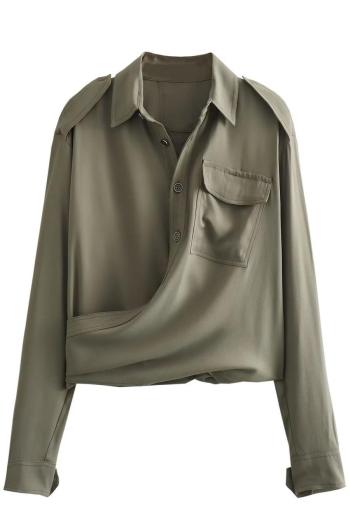 solid color slight stretch single breasted casual shirt size run small