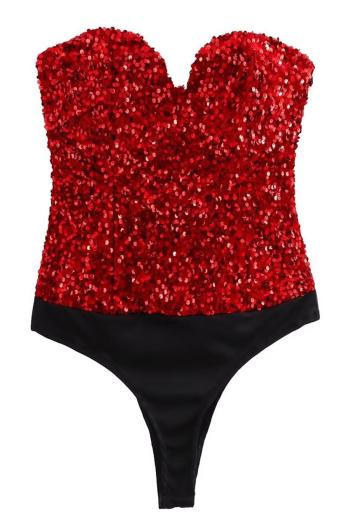 sexy slight stretch 4 colors sequins backless bodysuit size run small