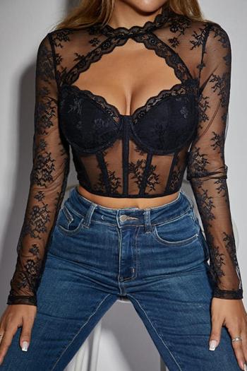 sexy slight stretch lace stitching mesh hollow top(with boned& underwire)