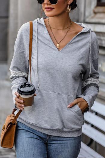 solid color simple slight stretch new stylish loose hooded sweatshirt