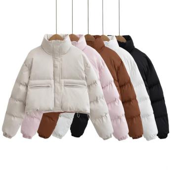 winter new stylish zip-up non-stretch warm puffer jacket size run small
