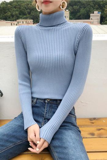 casual slight stretch pure color knitted turtleneck sweaters(size run small)