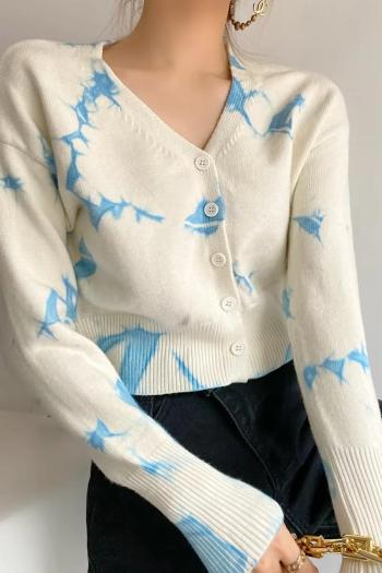 tie-dye printing single breasted stretch knitted casual sweater size run small