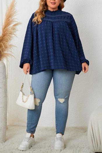 casual plus size non-stretch jacquard loose shirt(only shirt)