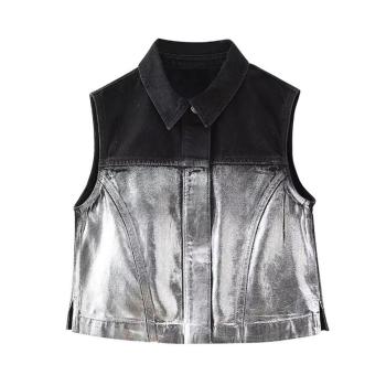 xs-l slight stretch contrast color stylish casual denim vest size run small