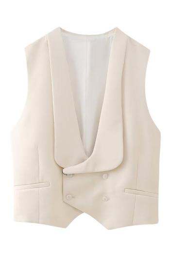 xs-l pure color non-stretch double breasted all-match vest size run small