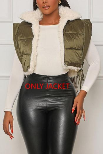 exquisite plus size non-stretch lapel zip-up warm jacket