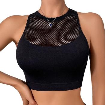 sexy high stretch solid color breathable tight hollow beautiful back crop top