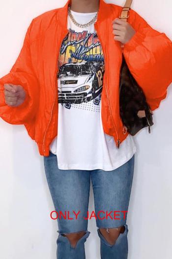 casual plus size non-stretch orange dolman sleeve thickened warm jacket