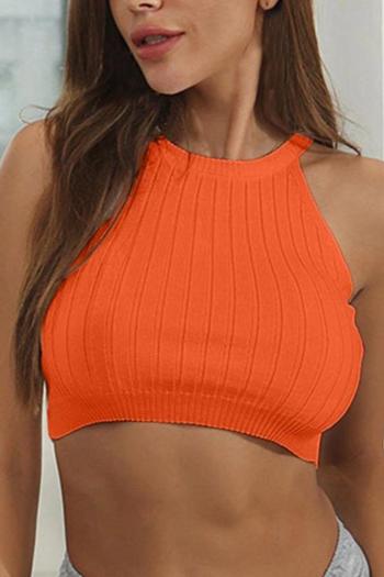 sexy slight stretch knitted 5 colors orange all-match crop vest