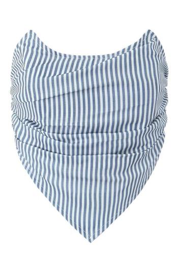 sexy non-stretch striped tight strapless zip-up crop vest size run small