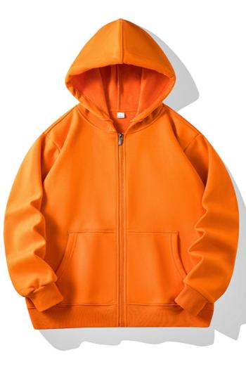 casual plus size slight stretch 10 colors orange velvet hooded zip-up sweatshirt