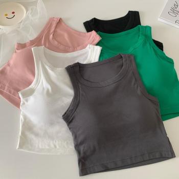 sexy slight stretch 5 colors crew neck padded tank top(suitable for 88-138 lb)