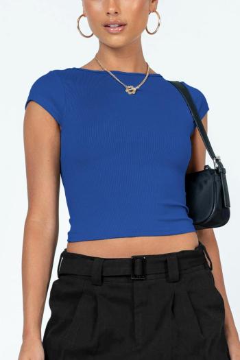 sexy slight stretch solid color tight backless crop top