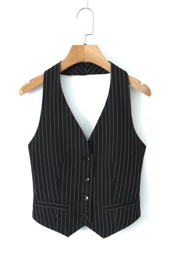 stylish non-stretch striped halter-neck blazer vest(size run small)