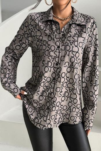 stylish non-stretch letter printing single-breasted all-match blouse