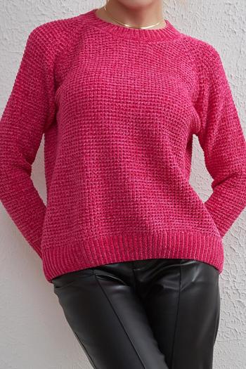 casual slight stretch ribbed knit 8 colors crew neck sweaters