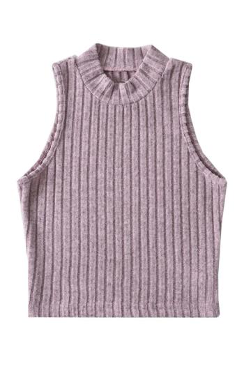 sexy slight stretch ribbed knit 3 colors all-match crop vest(size run small)