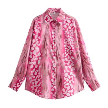 xs-l stylish non-stretch allover printing all-match blouse