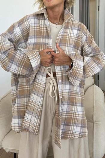non-stretch single breasted stylish casual lattice batch printing tweed jacket