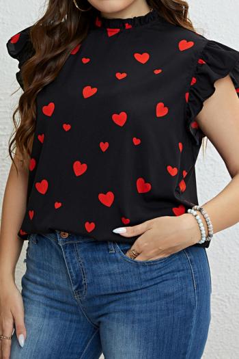 casual plus size slight stretch heart print loose blouses
