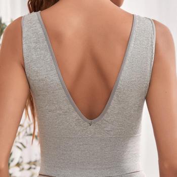 Sexy slight stretch solid color deep v-neck tank top