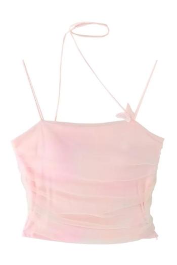 sexy slight stretch tie dye mesh stitching padded crop vest(size run small)