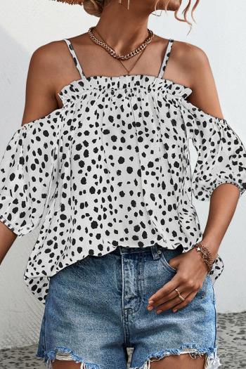 casual slight stretch printing sling loose blouse