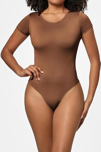 sexy plus size high stretch 5 colors crew neck bodysuit