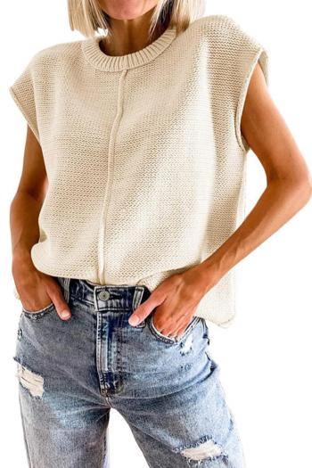 casual slight stretch solid color knit sleeveless sweaters
