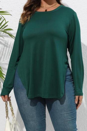 new casual plus size solid color long sleeve tops