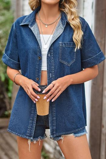 casual non-stretch loose solid short-sleeved single-breasted denim jacket
