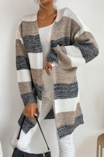 casual slight stretch contrast color ribbed knit sweaters#1