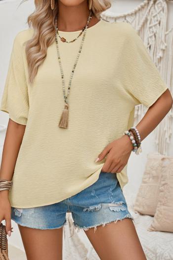 new sexy non-stretch solid color round neck back lace loose short sleeve top