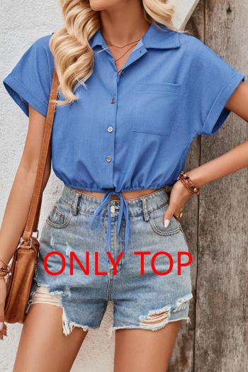 sexy style non-stretch solid color pocket lapel slim tops