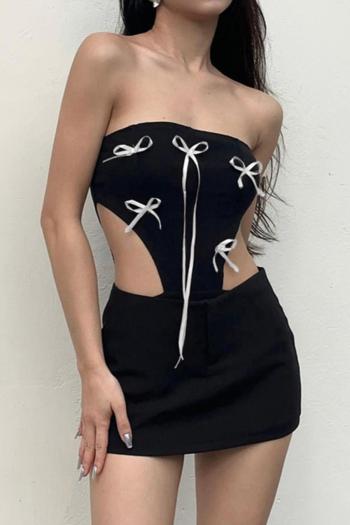 summer sexy slight stretch bowed hollow out tube bodysuits
