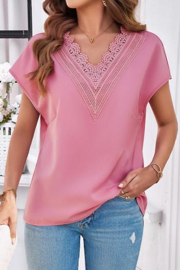 solid color slights stretch v-neck stylish casual loose t-shirt