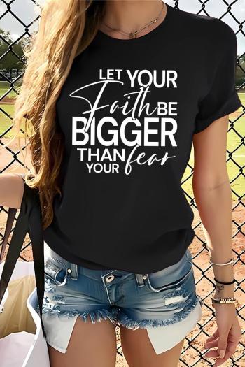 casual plus size slight stretch simple letter print short-sleeved t-shirt
